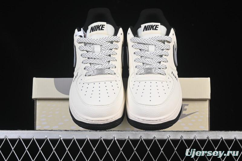 Nike Air Force 1'07 Low Beige Gray Black Letter Casual Sneakers - JS8028-018