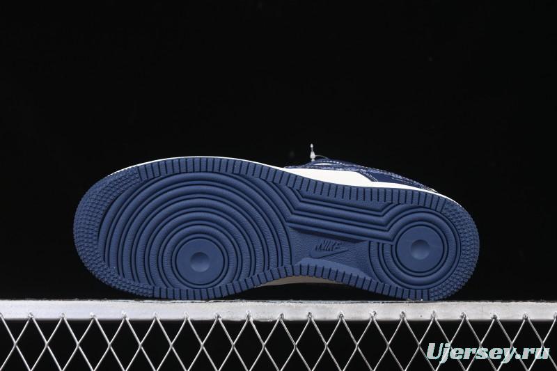 Nike Air Force 1 '07 Low LV Collaboration Navy Blue Cashew Flower Casual Sneakers - JP8028-009