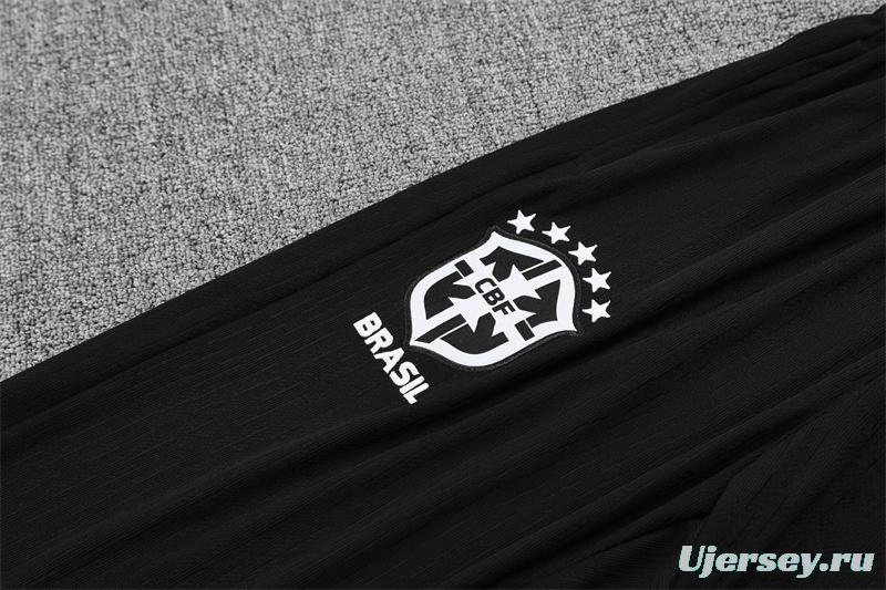 Player Version 25/26 Brazil Black Half Zipper Jacket+Long Pants