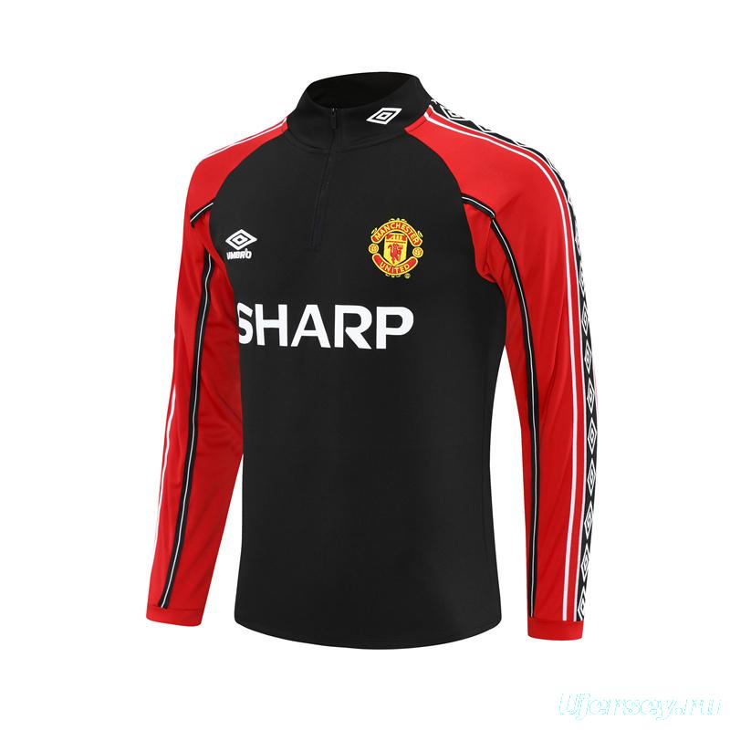 Retro 98/99 Manchester United Black Half Zipper Jacket