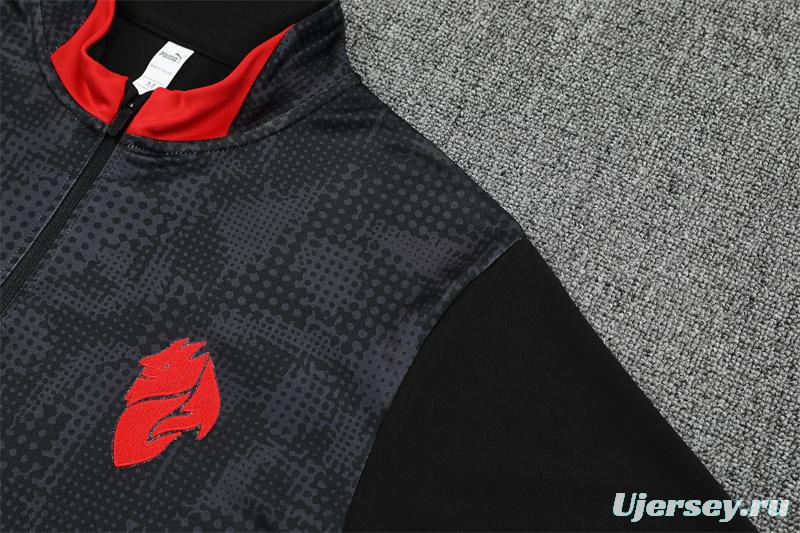 25/26 AC Milan Black Camouflage Half Zipper Jacket+Long Pants