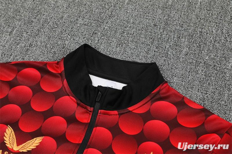 25/26 Feyenoord Red Black Camouflage Half Zipper Jacket+Long Pants