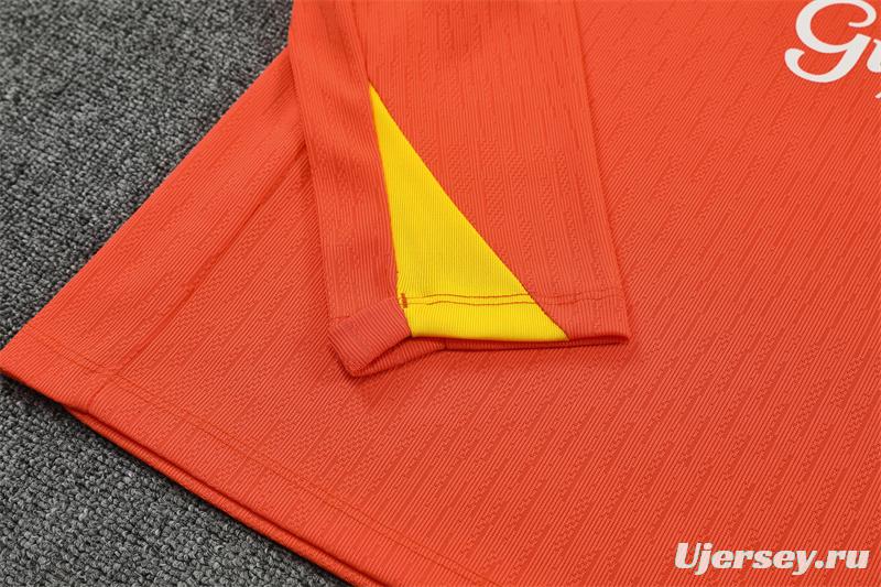 Player Version 25/26 Brazil Orange Half Zipper Jacket+Long Pants