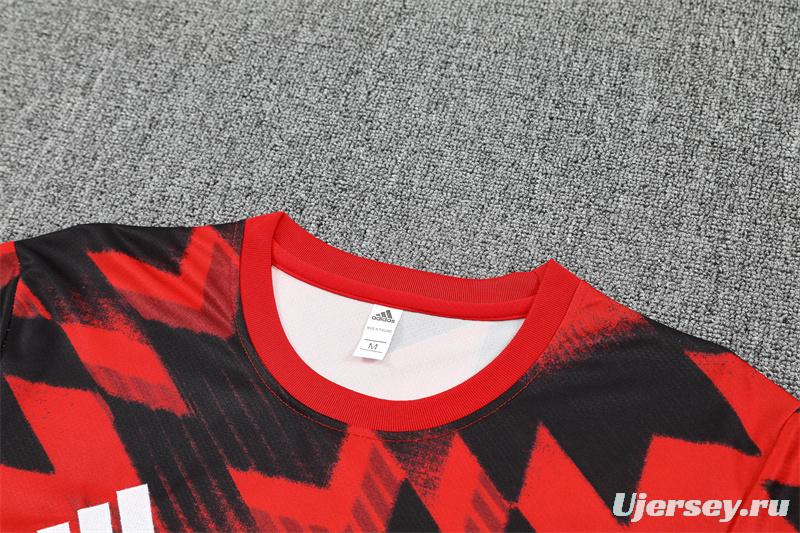 25/26 Manchester United Red Black Camouflage Short Sleeve Jersey+Shorts with XS