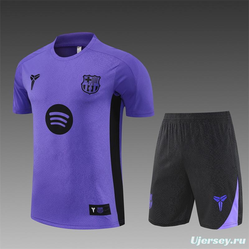 25/26 Barcelona Purple Joint Edition with XS Short Sleeve+Soccer Shorts