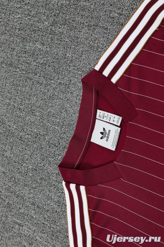 25/26 Arsenal Adidas Original Wine Short Sleeve Jersey+Shorts