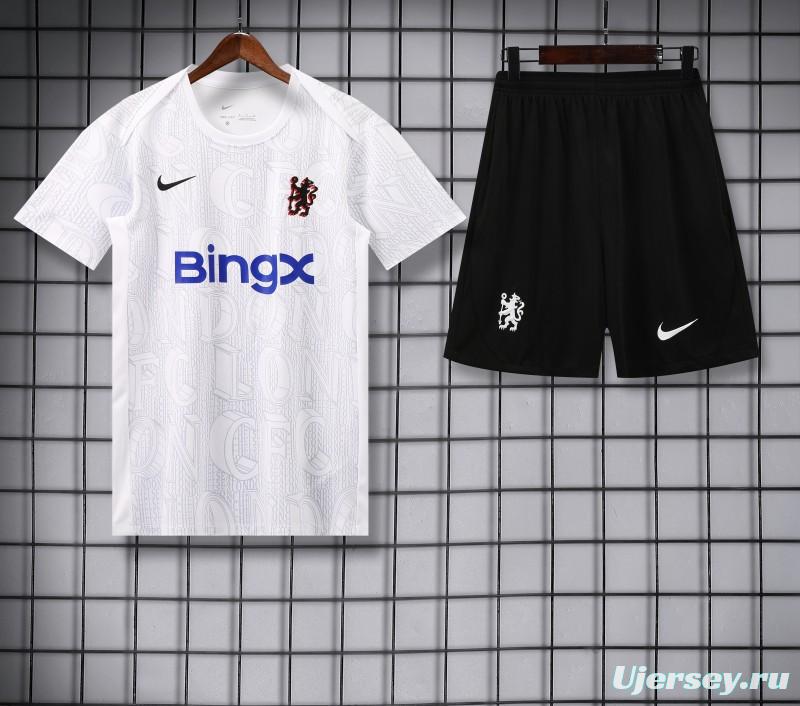 25/26 Chelsea White Short Sleeve Jersey+Shorts
