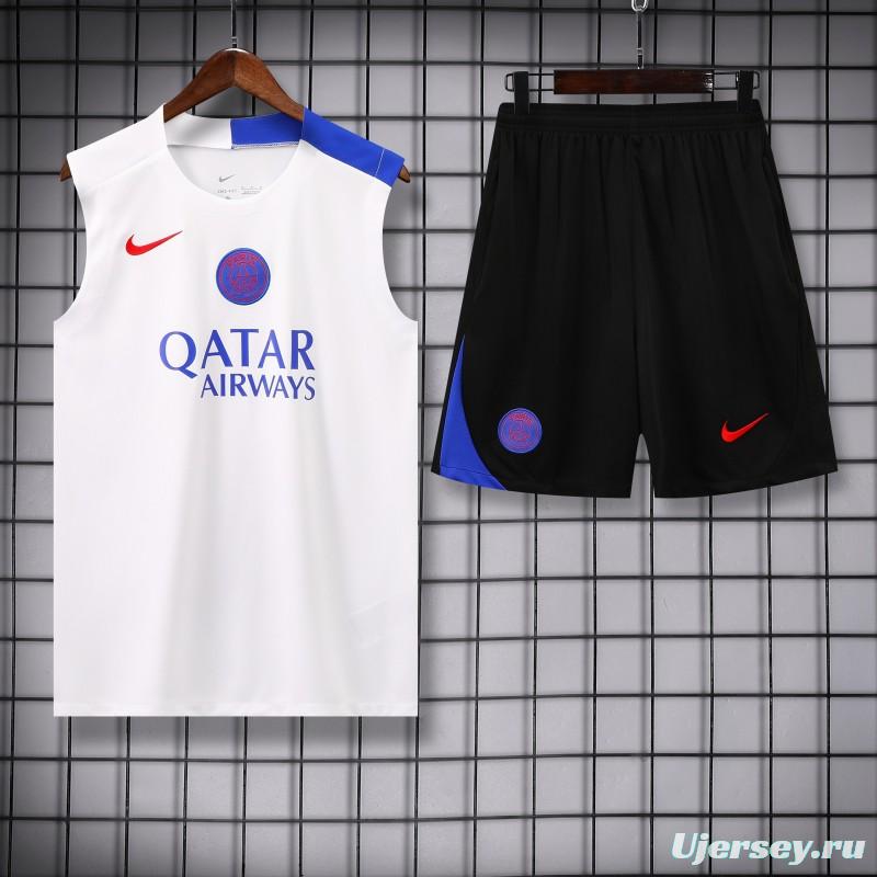 25/26 PSG White Vest Jersey+Shorts