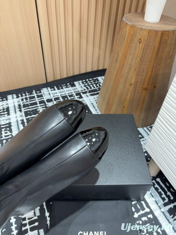Chanel 2025/SS Patent Leather Block Heel Elastic Ankle Boots - LY00350