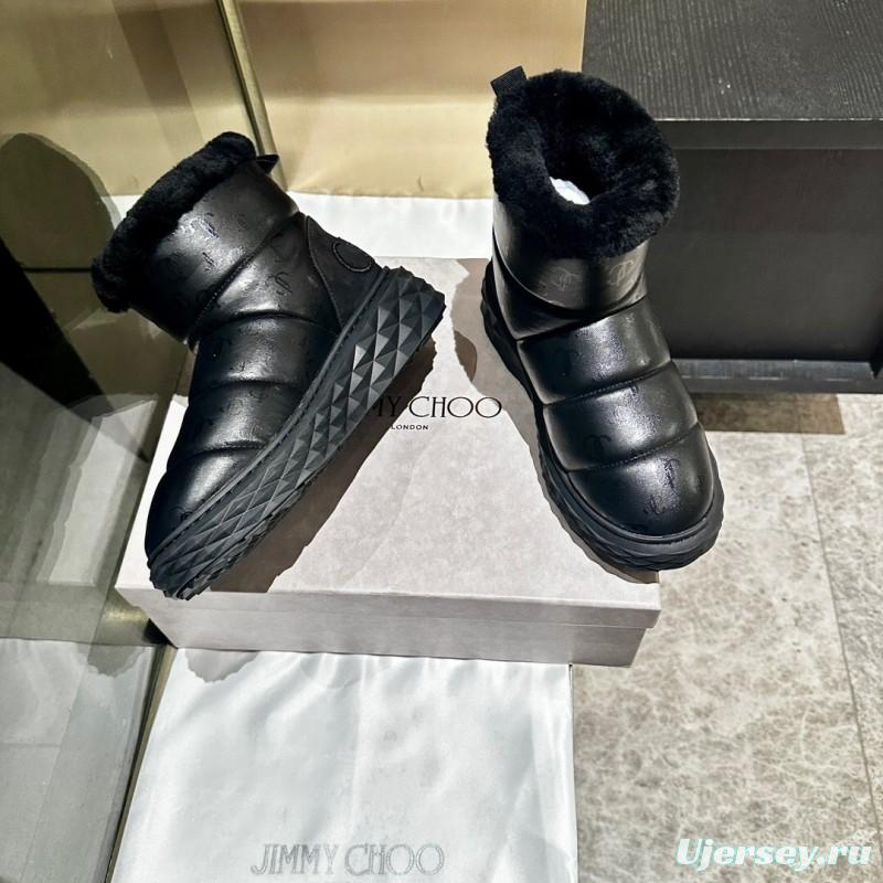 JIMMY CHOO 2025 SS Casual White Sneakers with Genuine Wool Snow Boots - LY00340