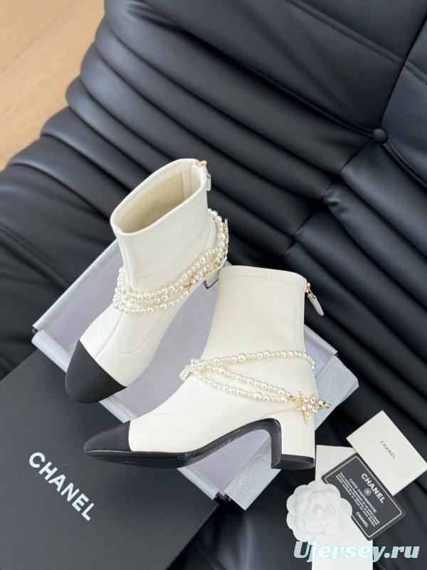 Chanel 2025/SS Haute Couture Pearl Collection Mary Jane Ankle Boots - LY00360