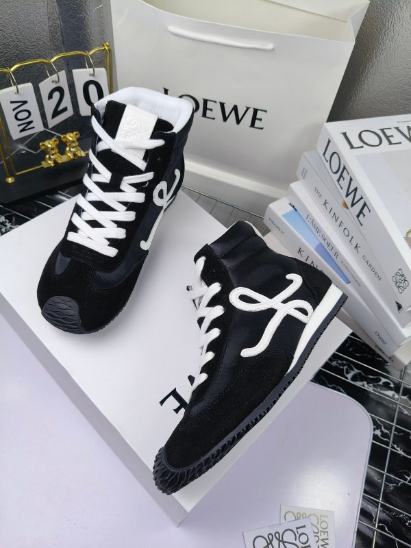 LOEWE High-Top German Training Sneakers Retro Fashion Casual White Shoes - LY00330