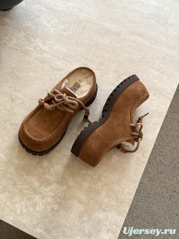 UGG Fall Winter New Potato Wool Slippers Retro Acrylic Buckle Design - KFY00250