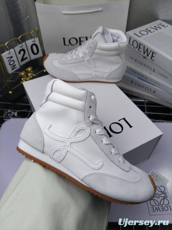 LOEWE High-Top German Training Sneakers Retro Fashion Casual White Shoes - LY00330