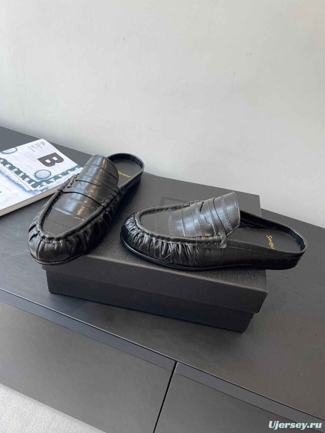 Saint Laurent Classic Loafer Half-Drag Mule Shoes - KF Y00350