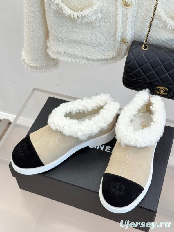Chanel 2025/SS Double C Color-Block Shearling Snow Boots - KFY00270