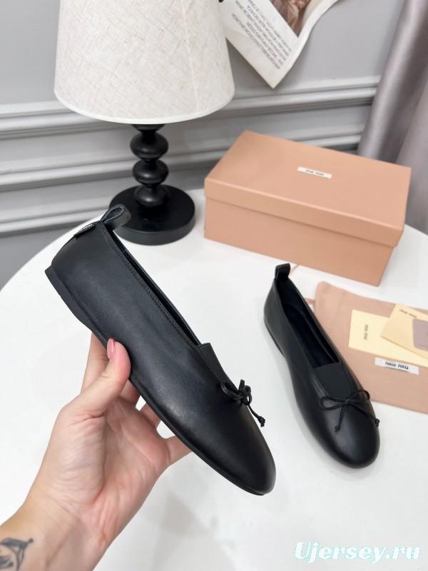 Miu Miu Ballerina Flats with Bow Mary Jane Design - LY00260