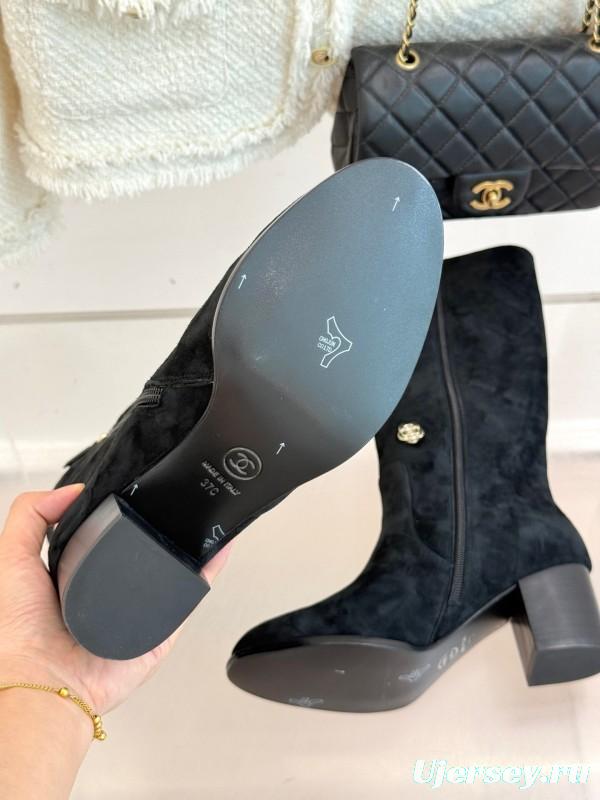 Chanel 2025/SS 25K Double C Metal Buckle High Heel Boots - KFY00530