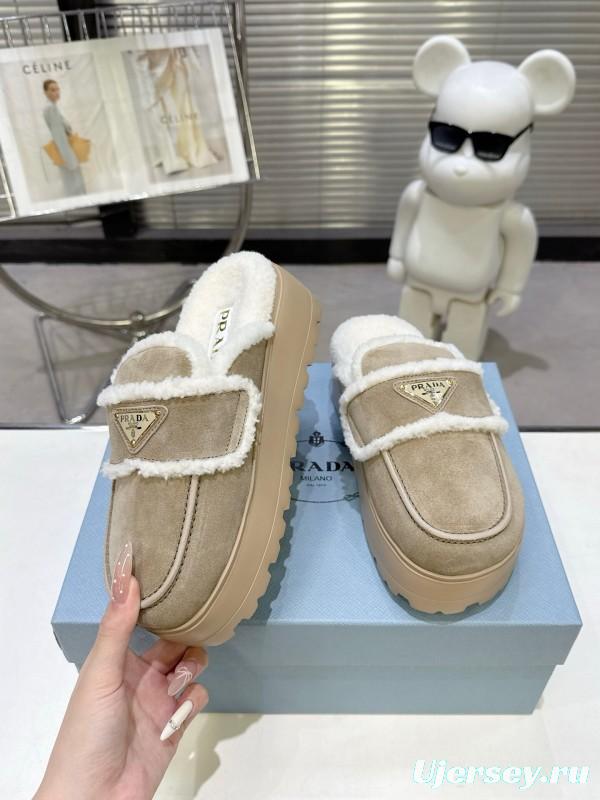 Prada Spring-Summer 2025 Runway Shearling Slippers - KFY00280