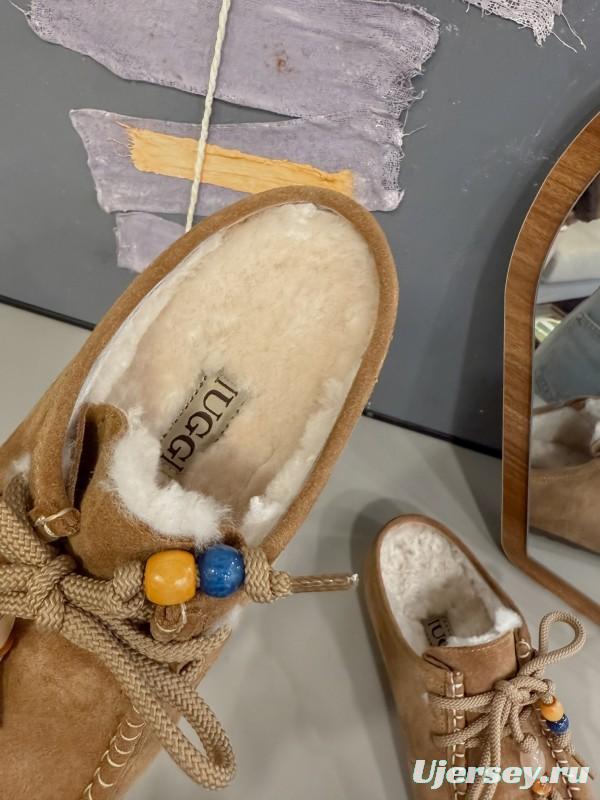 UGG 2025 Spring/Summer Collection Cozy Wool Slippers with Retro Buckle - KFY00240