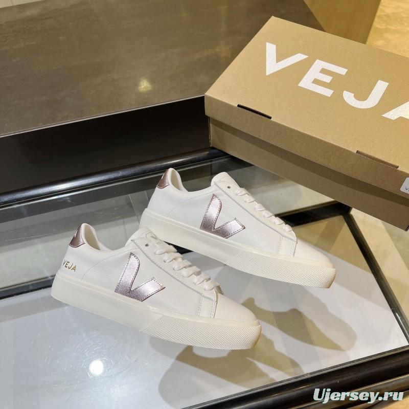 VEJA Classic White Sneakers V Logo Lace-Up Retro Flat Thick Sole Casual Sports Shoes - LY00220/LY00230