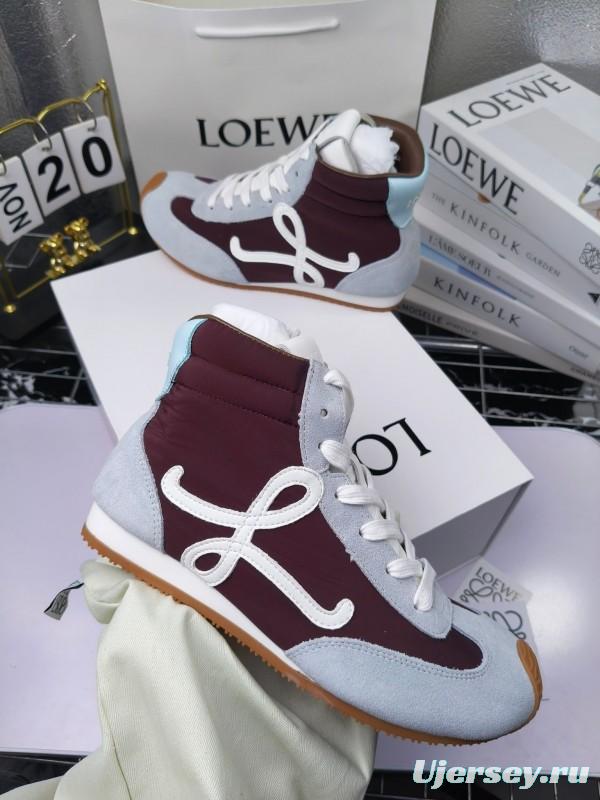 LOEWE High-Top German Training Sneakers Retro Fashion Casual White Shoes - LY00330