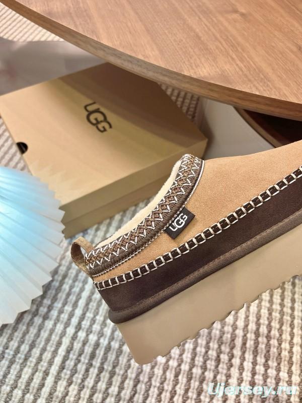 UGG Ethnic Tazz Series Thickened Height-Increasing Slip-On Fur Shoes - MJ00220