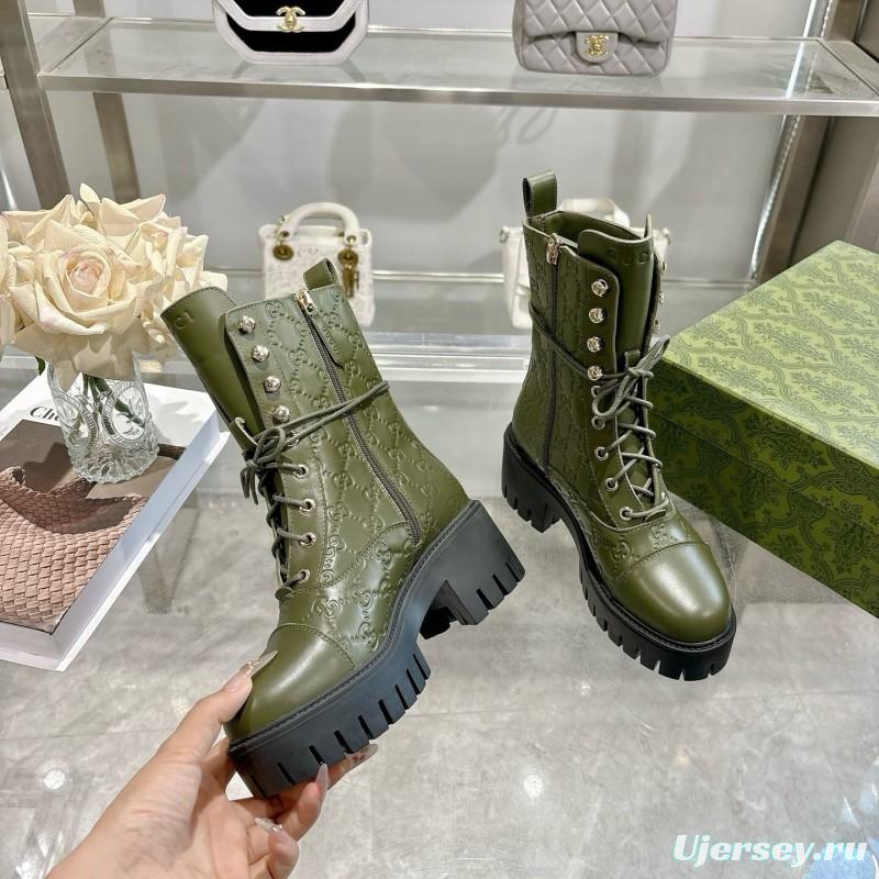 Gucci GG Lace-Up Ankle Boots in Calfskin - LY00380