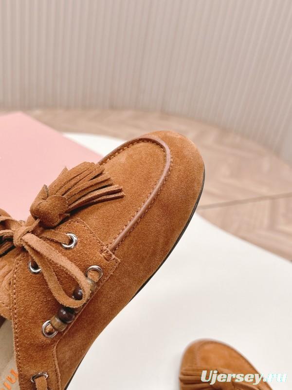 Miu Miu Fall/Winter 2025 Tassel Loafer Mule with Bead Accents - LY00320