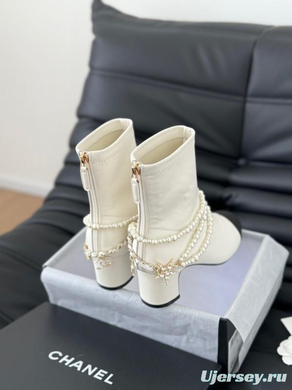 Chanel 2025/SS Haute Couture Pearl Collection Mary Jane Ankle Boots - LY00360