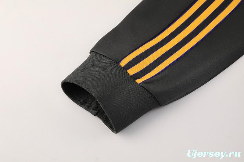 25/26 Manchester United 08 Dark Gray Half Zipper Jacket+Long Pants S-2XL