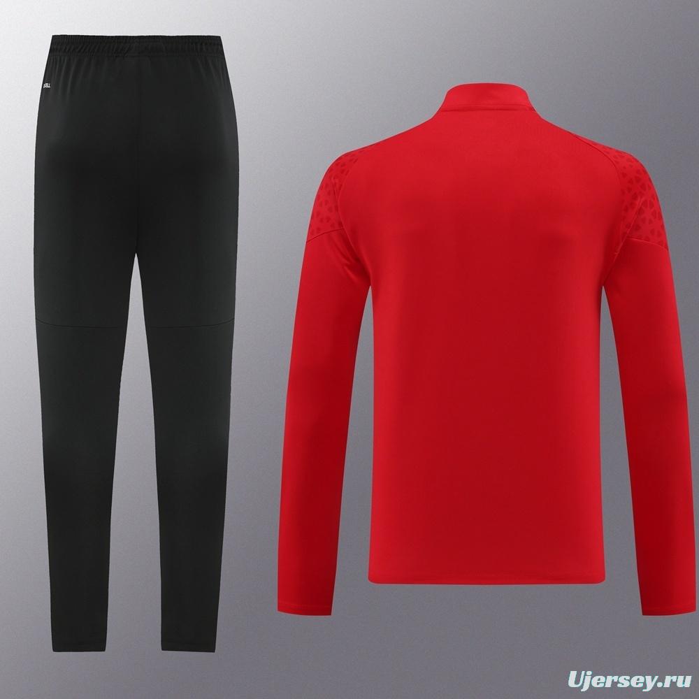 23/24 AC Milan Red S-2XL Half Zipper Jacket+Long Pants