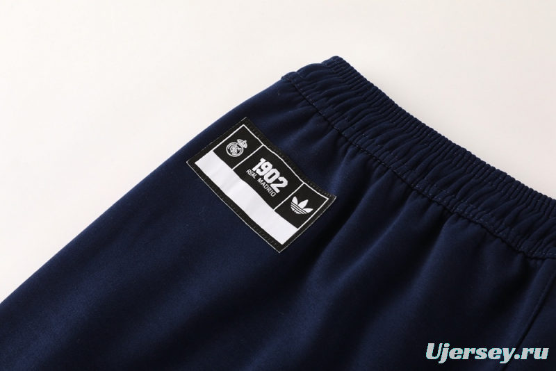 25/26 Real Madrid Royal Blue Half Zipper Jacket+Long Pants S-2XL