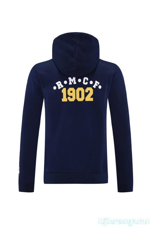 25/26 Real Madrid Royal Blue Half Zipper Jacket+Long Pants S-2XL