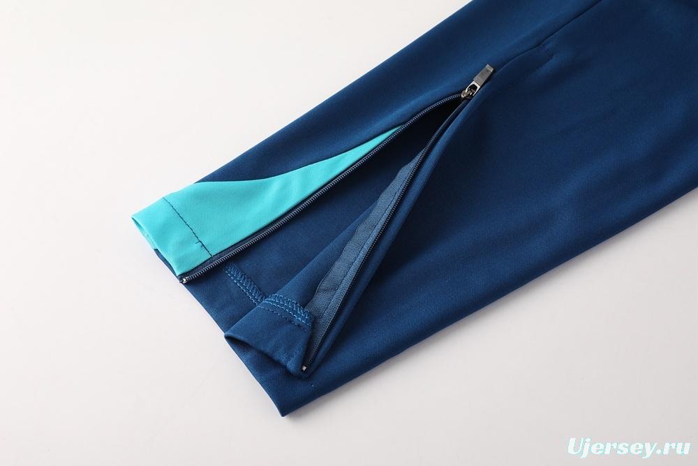 2025 Portugal Royal Blue Half Zipper Jacket+Long Pants