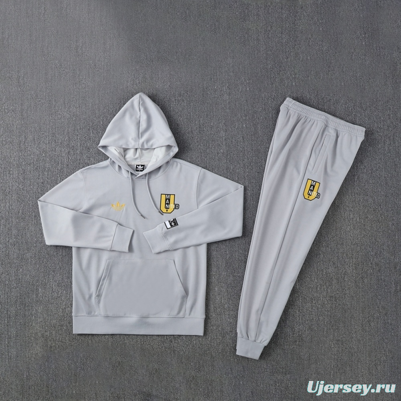 25/26 Manchester United Gray Half Zipper Jacket+Long Pants S-2XL