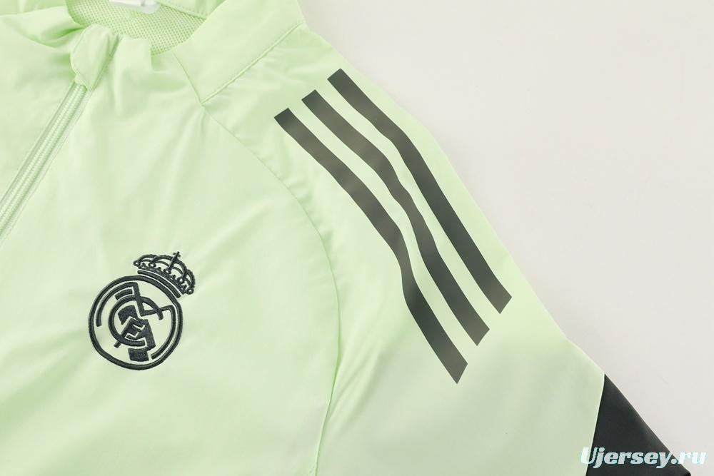25/26 Real Madrid Light Green Half Zipper Jacket+Long Pants S-3XL
