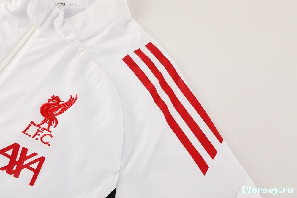 25/26 Liverpool White S-2XL Half Zipper Jacket+Long Pants