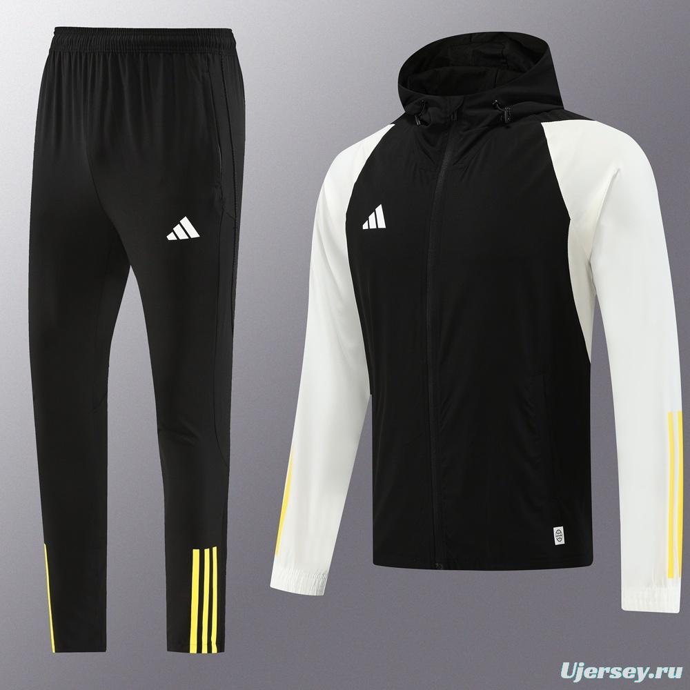 2025 Adidas Black White Half Zipper Jacket+Long Pants S-2XL