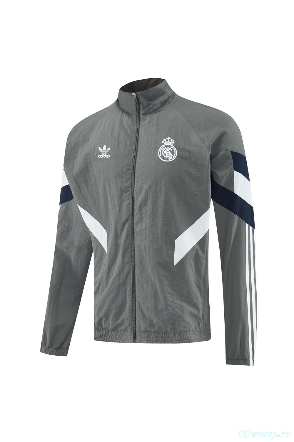 25/26 Real Madrid Grey S-3XL Half Zipper Jacket+Long Pants