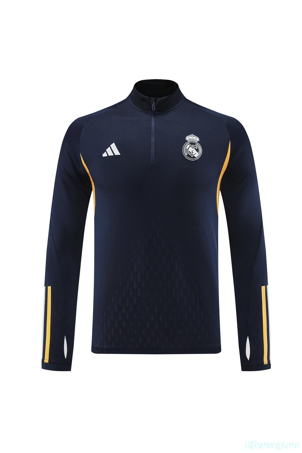 25/26 Real Madrid Royal Blue Half Zipper Jacket+Long Pants