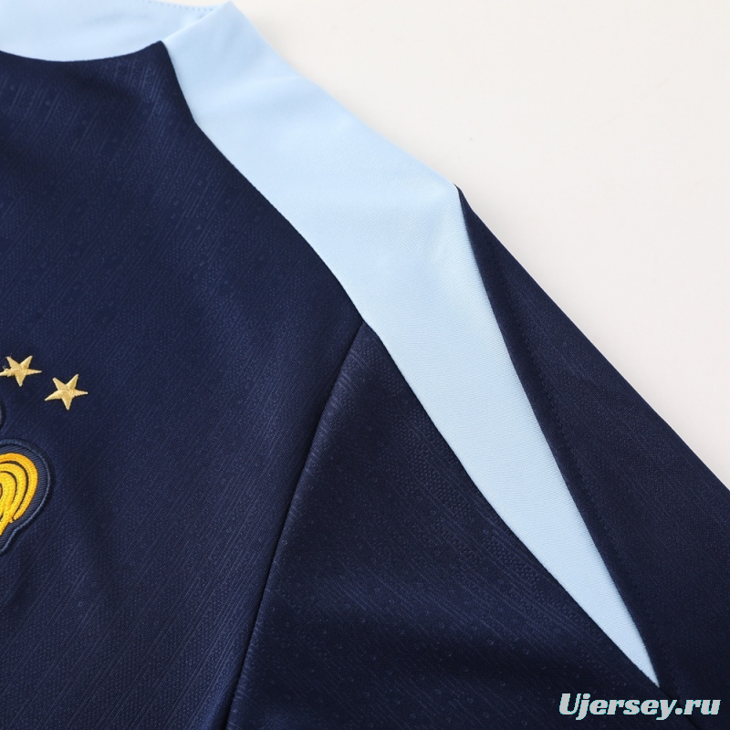 2025 France Royal Blue Half Zipper Jacket+Long Pants