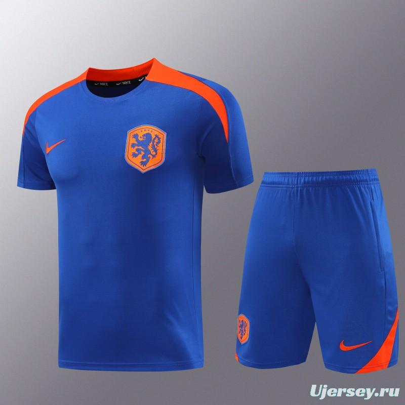 2025 Netherlands Blue Short Sleeve+Soccer Shorts