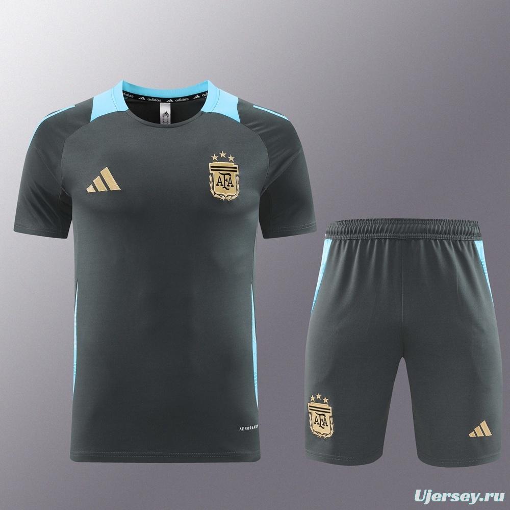 2025 Argentina Dark Gray Short Sleeve+Soccer Shorts