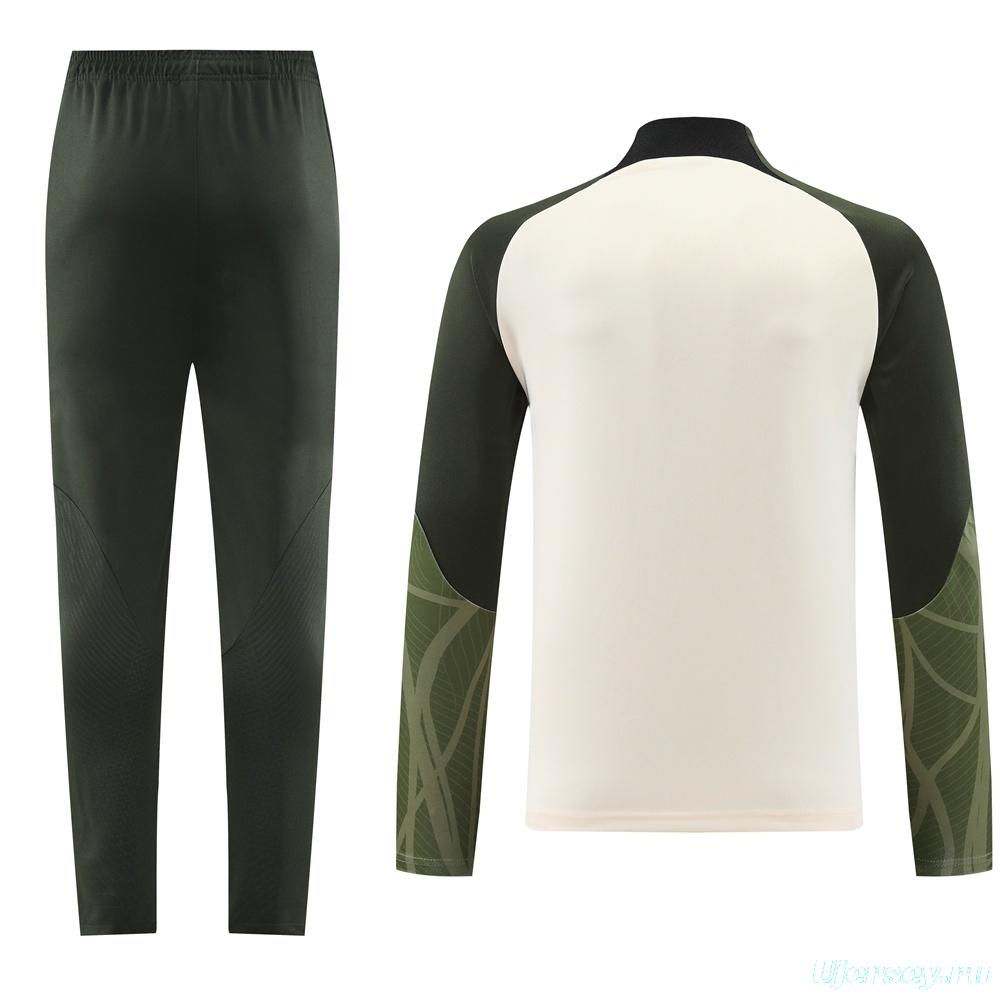 23/24 Barcelona Beige S-2XL Half Zipper Jacket+Long Pants