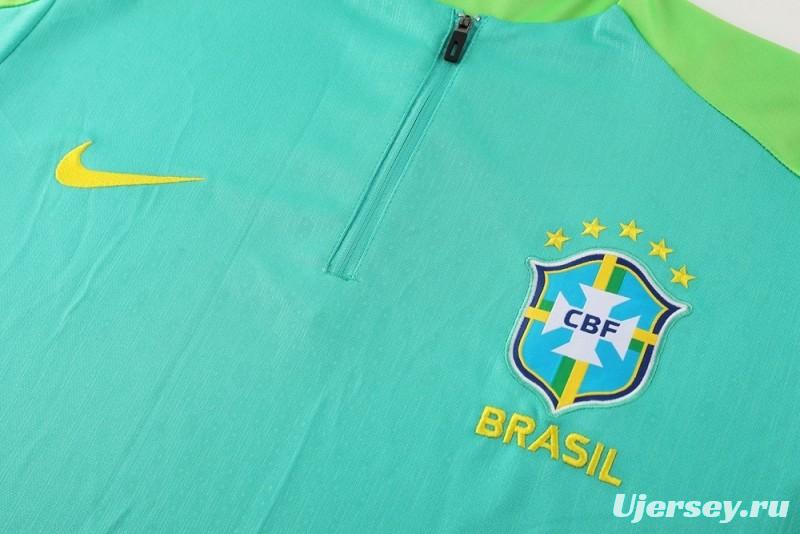 2025 Brazil Lake Green Half Zipper Jacket+Long Pants