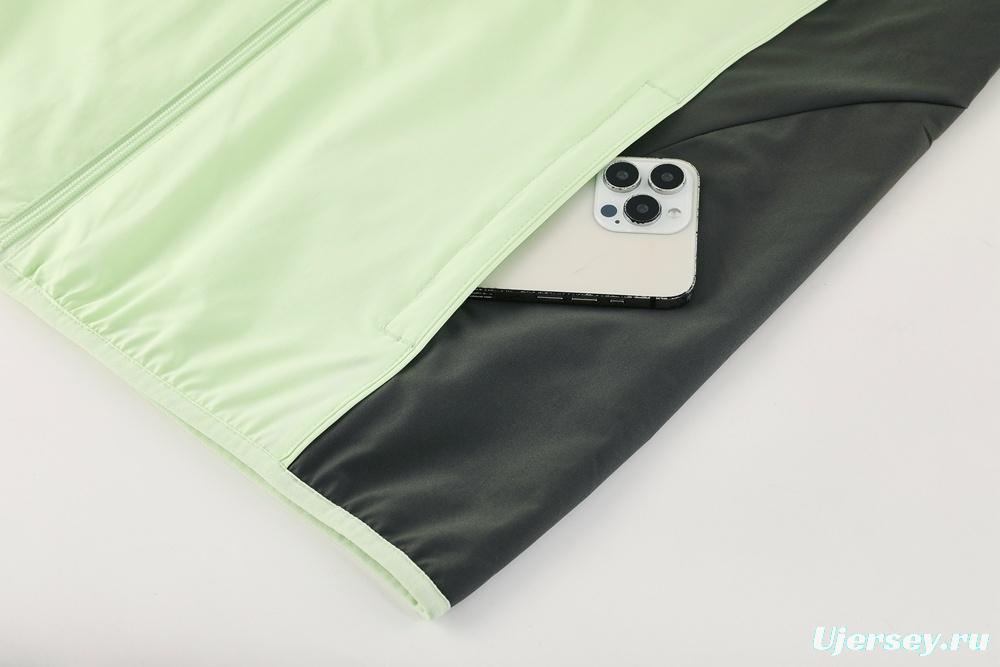 25/26 Real Madrid Light Green Half Zipper Jacket+Long Pants S-3XL