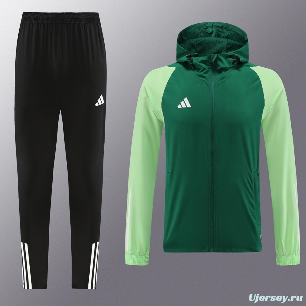 2025 Adidas Green Half Zipper Jacket+Long Pants S-2XL