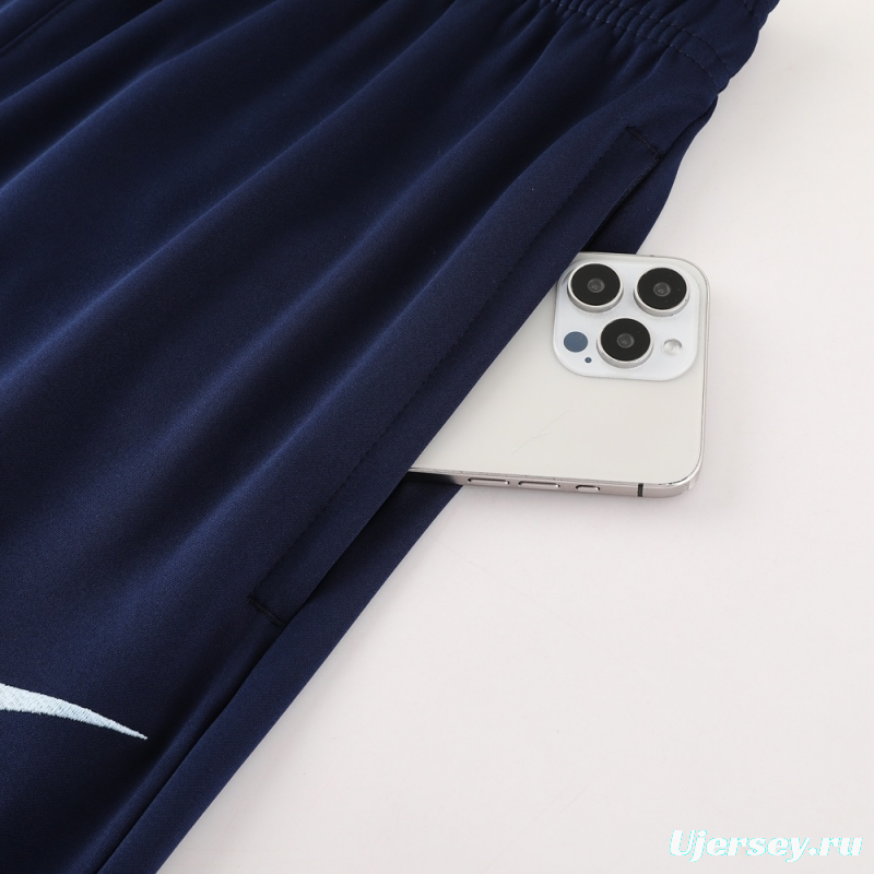 2025 France Royal Blue Half Zipper Jacket+Long Pants