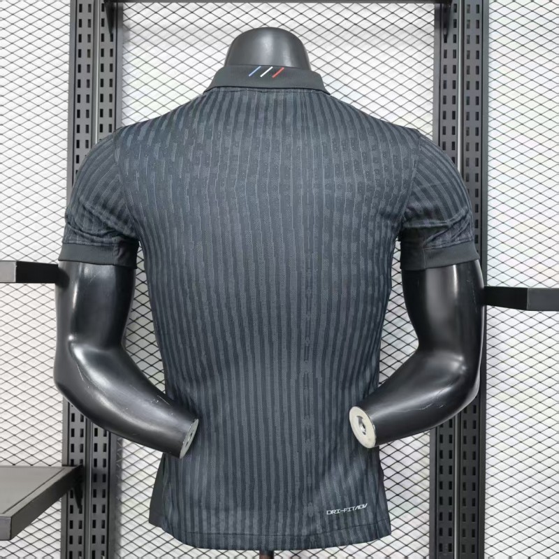 25/26 Player Version  Paris Saint-Germain Away Dark Grey with Vertical Stripe Pattern Jersey